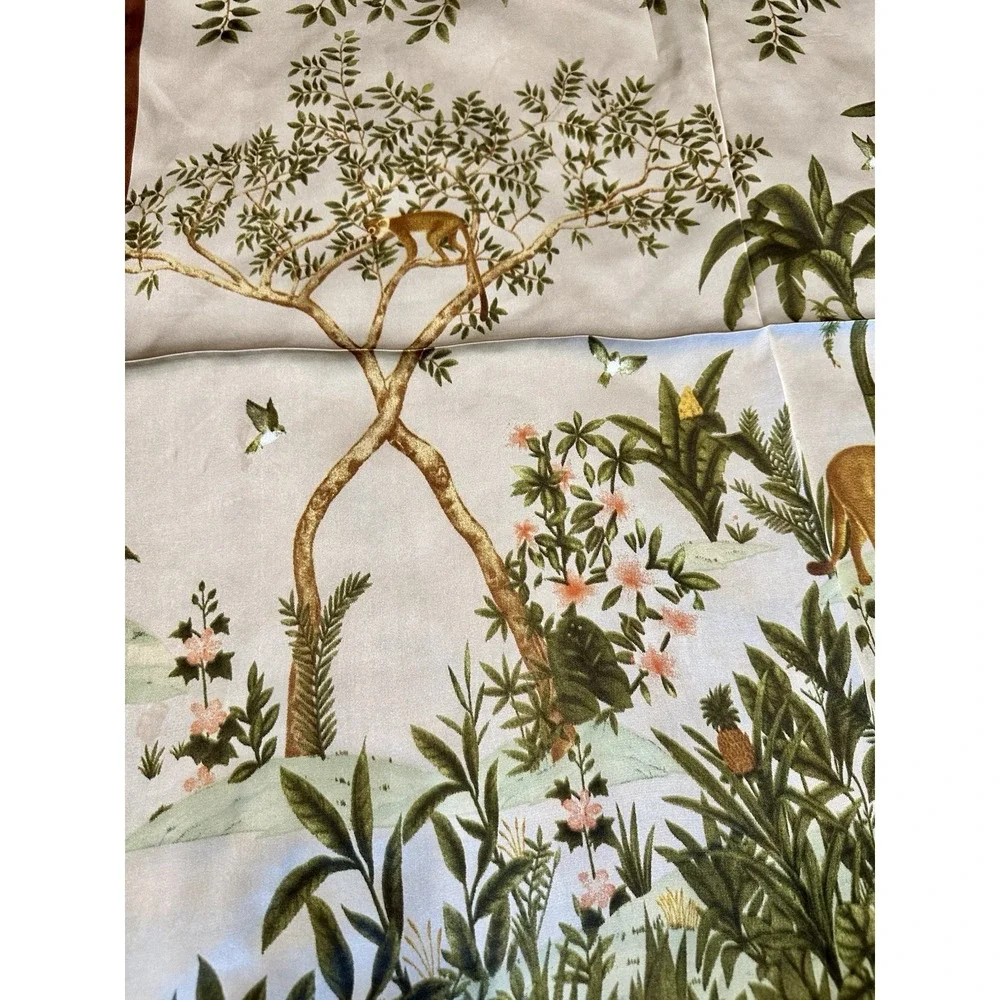 Women's Jungle Tropical Safari Print Square Scarf Silk Feel Satin Head Wrap New
